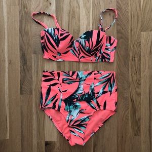 Old Navy Tropical Print High Waist Swimsuit